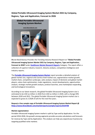 Global Portable Ultrasound Imaging System Market Research Report 2021-2026