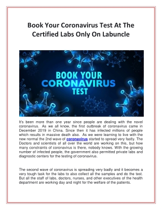 Book your coronavirus test at the certified Labs only on Labuncle