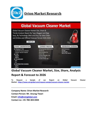 Global Vacuum Cleaner Market Trends, Size, Competitive Analysis and Forecast 202