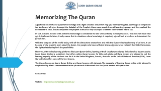 Memorizing The Quran