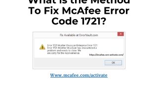 What is the Method To Fix McAfee Error Code 1721?