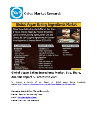 Global Vegan Baking Ingredients Market Trends, Size, Competitive Analysis and Fo