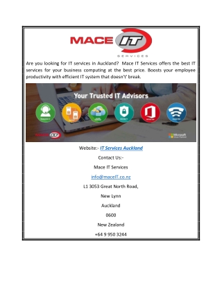 Find The Best IT Services In Auckland  At Mace IT Services