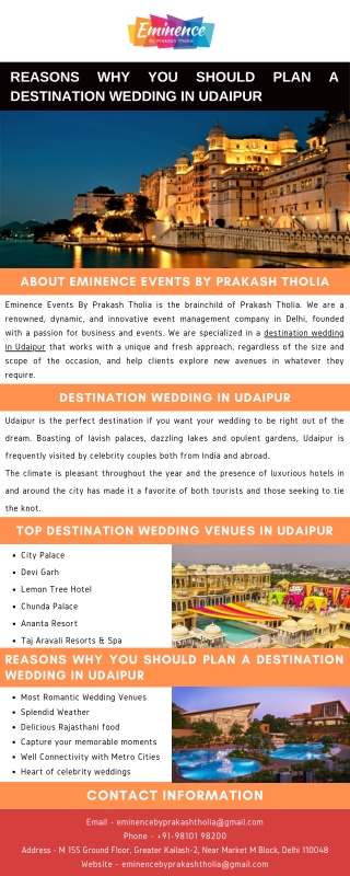 Reasons Why You Should Plan A Destination Wedding in Udaipur