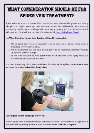 What Consideration Should Be for Spider Vein Treatment
