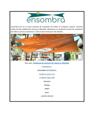 Instalación de sistemas de sombra en Marbella | Ensombra.com