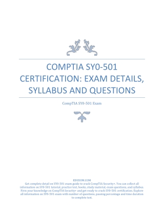 CompTIA SY0-501 Certification: Exam Details, Syllabus and Questions