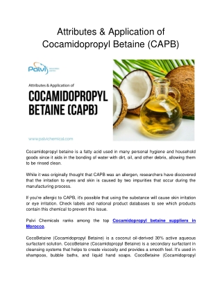 Attributes _ Application of Cocamidopropyl Betaine (CAPB)