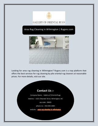 Area Rug Cleaning in Wilmington | Rugsnc.com