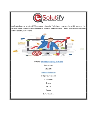 Local SEO Company in Ontario | Esolutify.com