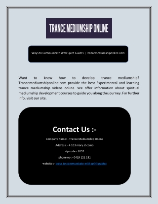 Ways to Communicate With Spirit Guides | Trancemediumshiponline.com