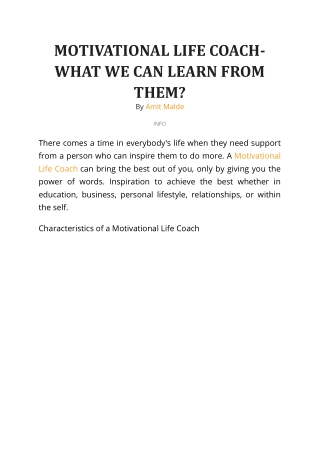 MOTIVATIONAL LIFE COACH-WHAT WE CAN LEARN FROM THEM