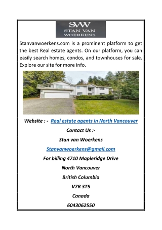 Real Estate Agents in North Vancouver | Stanvanwoerkens.com
