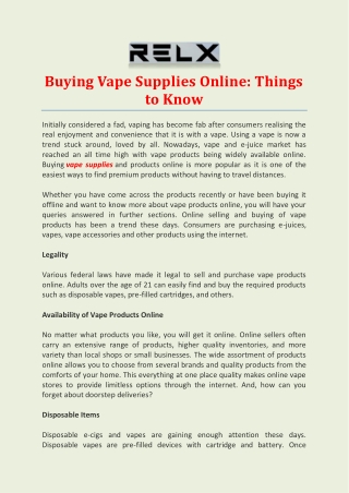 Buying Vape Supplies Online: Things to Know