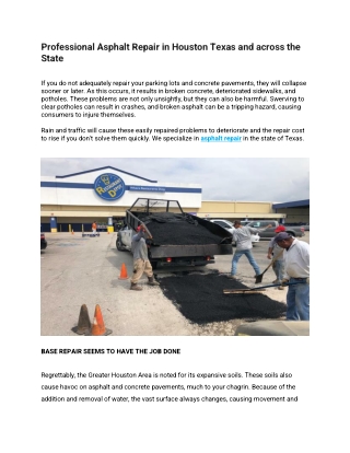 Professional Asphalt Repair in Houston Texas and across the State