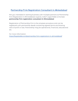 Partnership Firm Registration Consultant in Ahmedabad