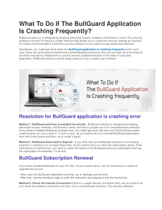 What To Do If The BullGuard Application Is Crashing Frequently?