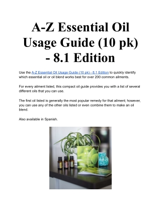 A-Z Essential Oil Usage Guide (10 pk) - 8.1 Edition