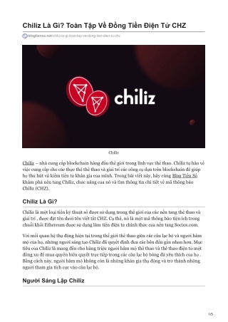 Chiliz Là Gì? Toàn Tập Về Đồng Tiền Điện Tử CHZ
