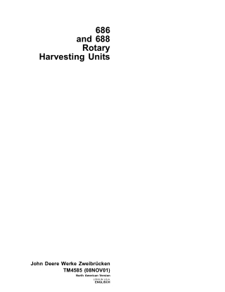 John Deere 688 Rotary Harvesting Units Service Repair Manual (tm4585)