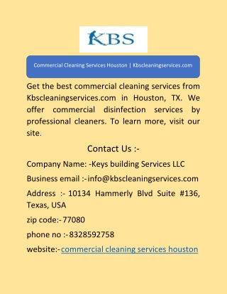 Commercial Cleaning Services Houston | Kbscleaningservices.com