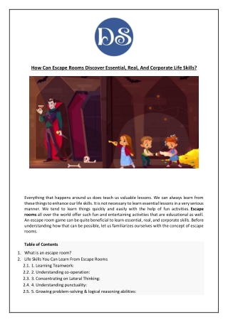 How Can Escape Rooms Discover Essential, Real, And Corporate Life Skills?