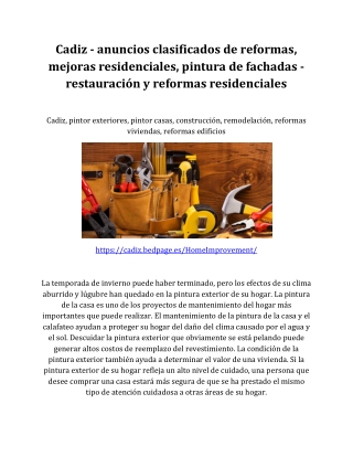 Cadiz - anuncios clasificados de reformas, mejoras residenciales, pintura de fachadas - restauración y reformas residenc