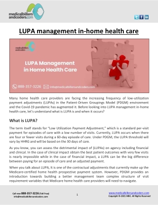 LUPA management in-home health care
