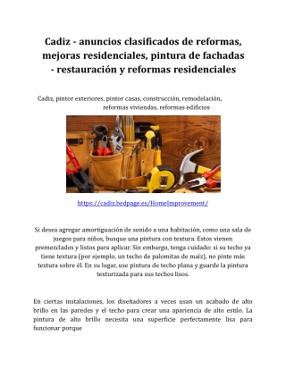 Cadiz - anuncios clasificados de reformas, mejoras residenciales, pintura de fachadas - restauración y reformas residenc