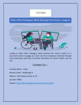 Meet Office Colleagues While Working From Home | Iungo.io