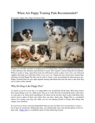 When Are Puppy Training Pads Recommended