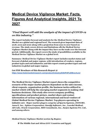 Medical Device Vigilance Market Revenue Generated During The Years And Growth Fo