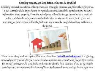 Checking property and land details online can be beneficial