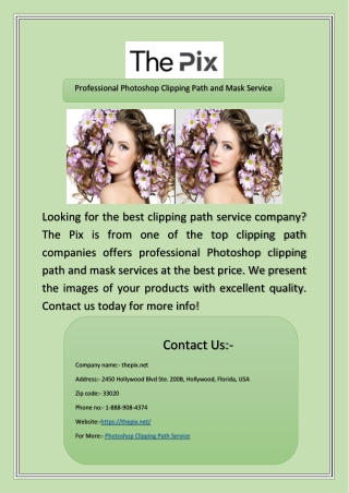 Professional Photoshop Clipping Path and Mask Service