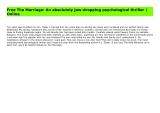 Free The Marriage: An absolutely jaw-dropping psychological thriller | Online