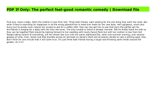 PDF If Only: The perfect feel-good romantic comedy | Download file