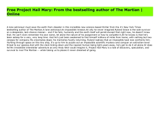 Free Project Hail Mary: From the bestselling author of The Martian | Online