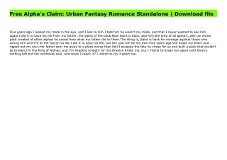 Free Alpha's Claim: Urban Fantasy Romance Standalone | Download file