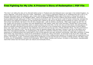 Free Fighting for My Life: A Prisoner’s Story of Redemption | PDF File