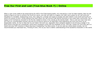 Free Our First and Last (True-blue Book 7) | Online