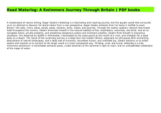 Read Waterlog: A Swimmers Journey Through Britain | PDF books