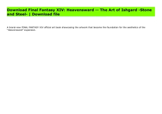 Download Final Fantasy XIV: Heavensward -- The Art of Ishgard -Stone and Steel- | Download file