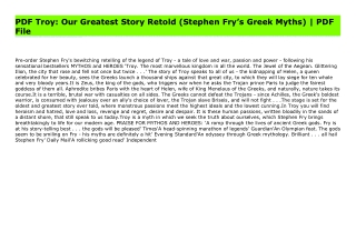 PDF Troy: Our Greatest Story Retold (Stephen Fry’s Greek Myths) | PDF File