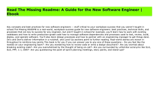 Read The Missing Readme: A Guide for the New Software Engineer | Ebook