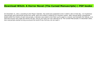 Download Witch: A Horror Novel (The Cursed Manuscripts) | PDF books