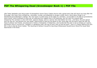 PDF The Whispering Dead (Gravekeeper Book 1) | PDF File