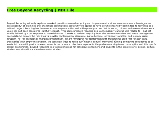 Free Beyond Recycling | PDF File