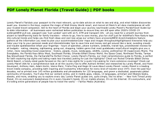 PDF Lonely Planet Florida (Travel Guide) | PDF books