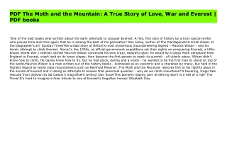 PDF The Moth and the Mountain: A True Story of Love, War and Everest | PDF books