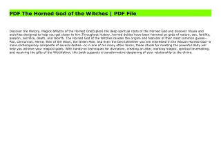 PDF The Horned God of the Witches | PDF File